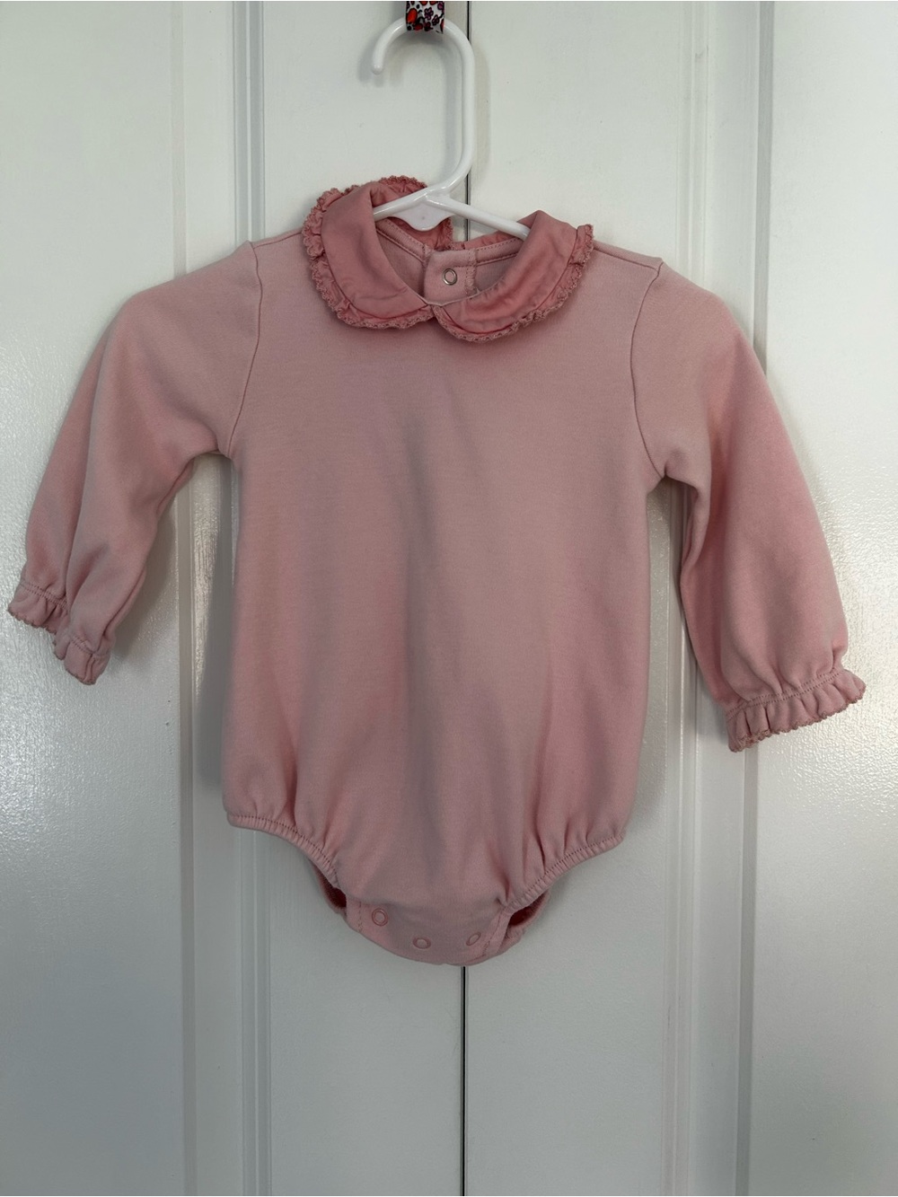 Mayoral baby girl pink ruffle collared top  4-6 months cotton adjustable snaps
